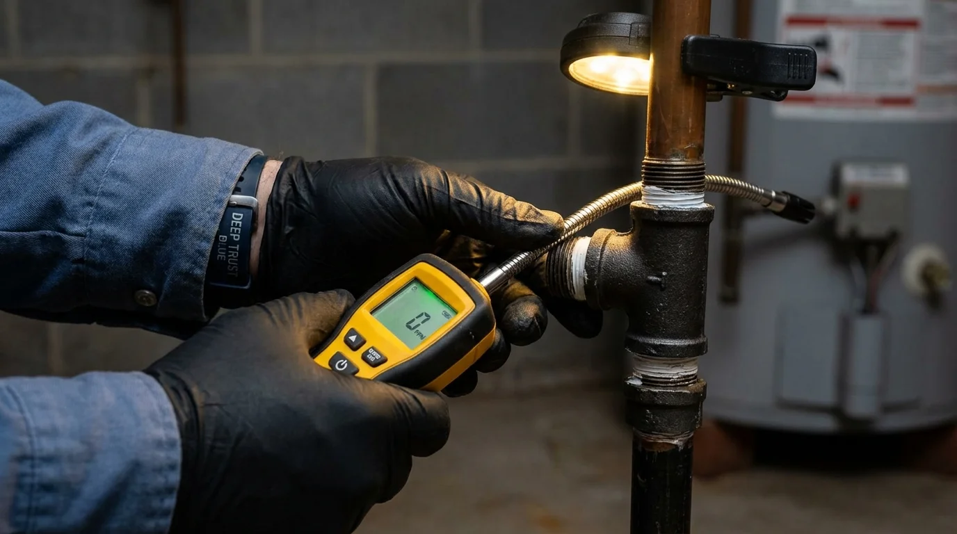 Gas leak detection with electronic sniffer by Johns Plumbing LLC in Monona
