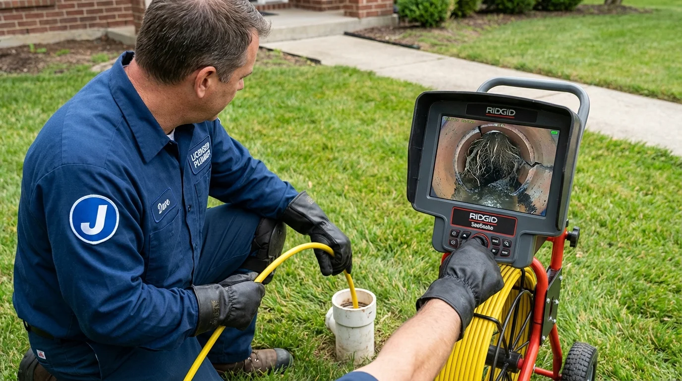Sewer camera inspection being performed by Johns Plumbing LLC in Monona